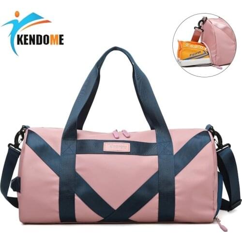 Sports Bag For Women Fitness Men Gym Bag Female Waterproof Yoga Bag One Shoulder Training Bag Round Oxford Handbag Sac De Sport