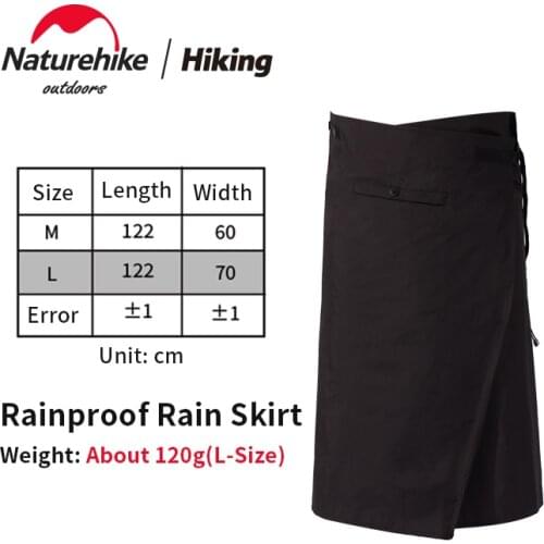 Naturehike 130g Ultralight Rain Skirt Women/Men Cycling Camping Hiking Waterproof Portable Long Rain Kilt Rain Pants Trousers