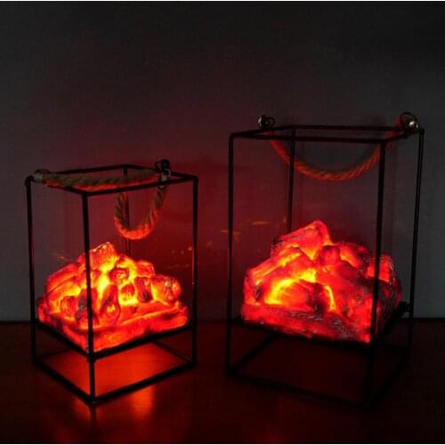 Charcoal Flame Lantern Lamps Simulated Fireplace LED Flame Lamps Flame Effect Light Bulb 3AA Battery Courtyard Living Room Decor