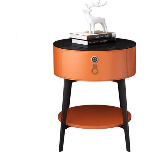 TT Wireless Charging Smart Bedside Table Lamp Integrated Modern Minimalist round Bedside Cabinet with Lock Fingerprint Lock