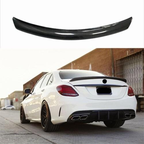 For W205 Carbon Fiber Rear Spoiler Wing C Class 4 doors Sedan 2015 + C180 C200 C250 C300 C450 C43 C63
