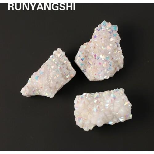 1PC Natural Crystal Cluster Electroplating rainbow Raw Quartz White Reiki Healing Stones Specimen Home Decoration Minerales