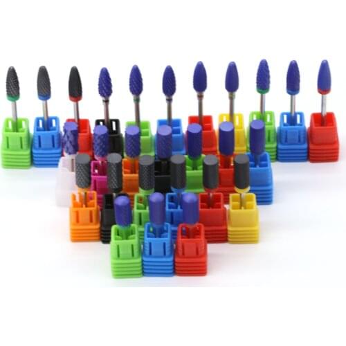 10PCS/Bag Diamond Nail Drill Bit Set Ceramic Carbide Milling Cutter Nail Manicure Polish Machine Set Nail File Tool Accessories