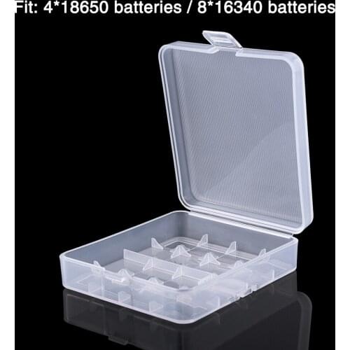 16340 18650 Battery Storage Box Hard Case Holder For 4pcs 18650 8pcs 16340 Rechargeable Battery Power Bank Plastic Cases