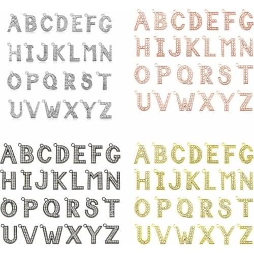26pcs colorful 35mm Full Rhinestone Hang Letters Charms DIY Jewelry Making Dangle letters