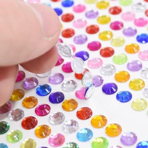 3-6mm 1 Sheets Self Adhesive Rhinestone Beads Gold Silver Bling Crystal Stickers PC Phone Car Decals for DIY Accessory Supplies