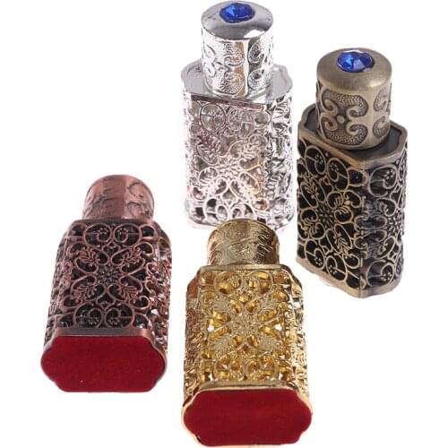 3ml Metal Perfume Bottle Arab Style Essential Oils Bottle Container Alloy Royal Glass Bottle Wedding Decoration Gift Antiqued