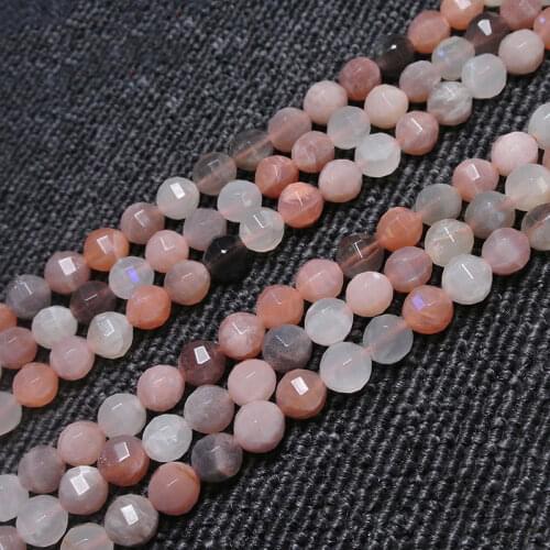 6-10mm Natural Mixed-color Suntone Beads Round Faceted DIY Loose Beads For Jewelry Making beads Accessories 15'' Women Gift