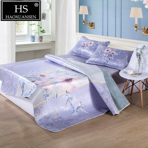 8 kg Cowhide mat floral pattern Three piece suit Multicolor Full grain leather mat Air conditioner mat thick 3.2MM king queen