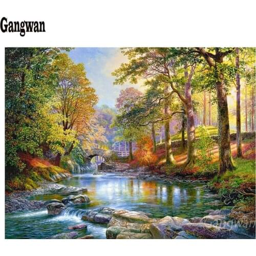 DIY diamond embroidery Sunny woods full diamond painting cross stitch kit forest tree mosaic natural landscape home decoration