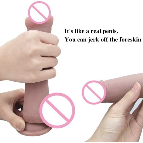 Flexible Skin feeling Big Dildo Realistic Men Sex Penis Suction Cup G-spot Stimulus Sex Toy For Female Masturbation