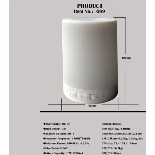 Colorful Night Light With Wireless Bluetooth Speaker Portable Card Colors Control TF Lamp Desk Smart LED Support Tabl Z1N1