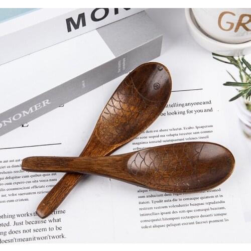 Kitchen Wooden Rice Spoon Wooden Spatula Lovely Fish Rice Spoon Spatula Cooking Tools Potato dinner Plate Cooking Tools