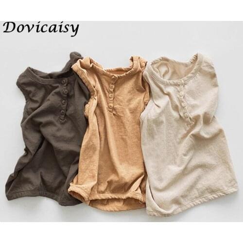 Fashion Breathable Childrens Tops Summer New Toddler Boy And Girl Cotton Solid Sleeveless T-shirt Kids Soft 1-6Y