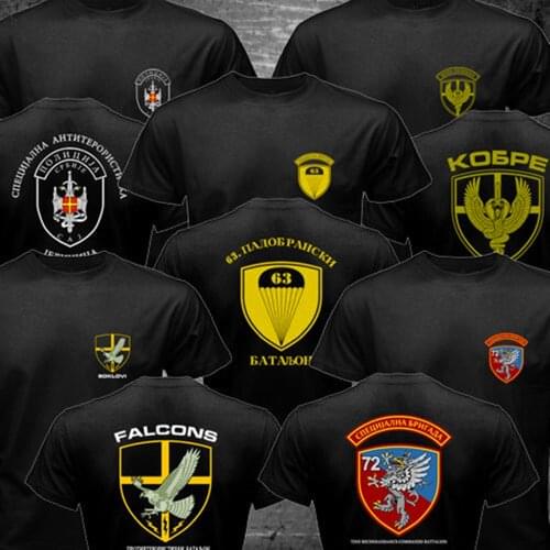 Serbia CAJ Special Force T shirt men two sides Police Anti Terroris Unit Army CAJ Falcons gift casual tee shirt USA size