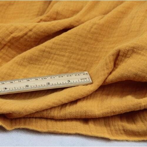 Artistic retro double layer 100% cotton orange crepe soft cloth for baby DIY handwork dress clothes shirt blouse scarfs fabrics
