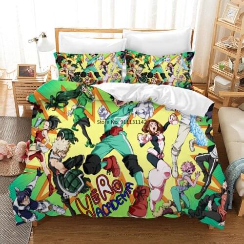 Popular Cartoon My Hero Academy Bedding Set Fashion Comfort Bed Down Quilt Cover Pillowcase Home Textile