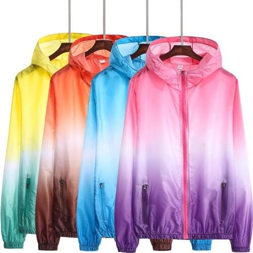 2XL Kids Gradient Color Quick Dry Pockets Hooded Anti UV Sun Protection Coat Jacket Cycle Clothing 2021 Men Fishing Clothing