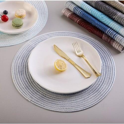 Hot Sales 1PCS Round Insulation Pad Placemats 6 Colors Linen Non Slip Table Mats Kitchen Accessories Decoration Home Pad Coaster