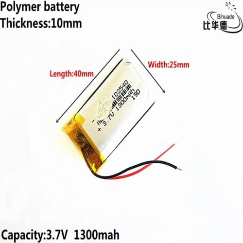 Liter energy battery Good Qulity 3.7V,1300mAH 102540 Polymer lithium ion / Li-ion battery for tablet pc BANK,GPS,mp3,mp4