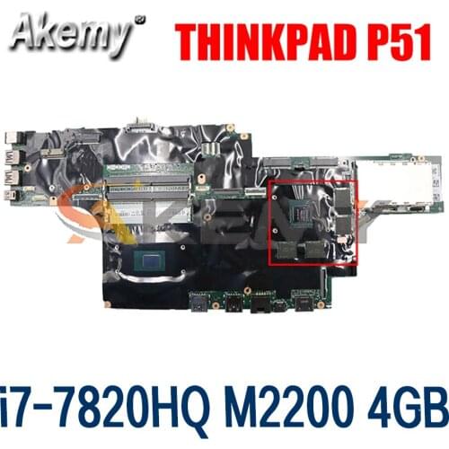 For Lenovo ThinkPad P51 laptop Mainboard with i7-7820HQ CPU M2200 4GB GPU tested 100% working FRU 01AV373 01AV363