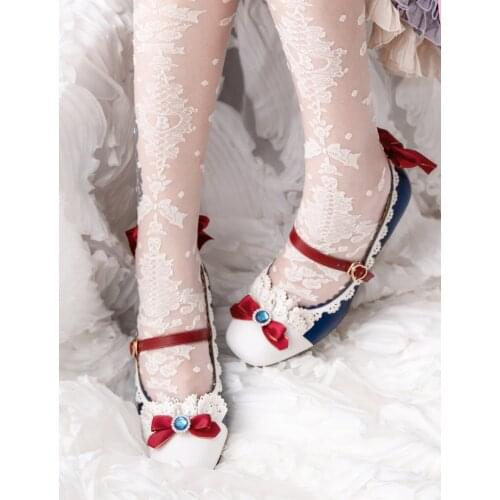 Sweet lolita shoes tea party kawaii princess kawaii shoes vintage lace bowknot round head high heel women shoes loli cosplay cos