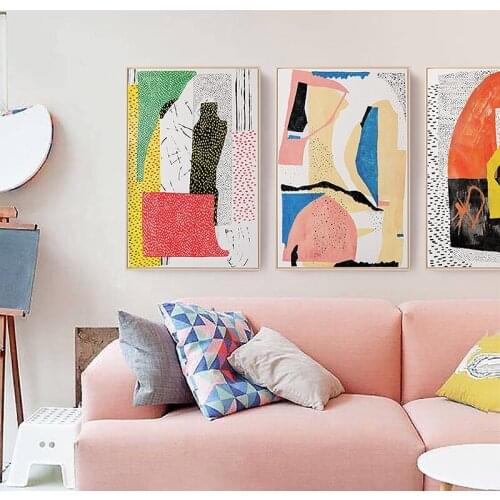 Minimalist Abstract Colorful Geometry Canvas Painting Wall Art Nordic Posters and Prints Wall Pictures for Living Room Decor