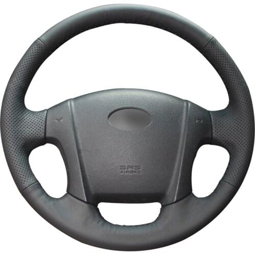 Hand-stitched Black Genuine Leather Custom Car Steering Wheel Cover for Kia Sportage 2 2005 2006 2007 2008 2009 2010