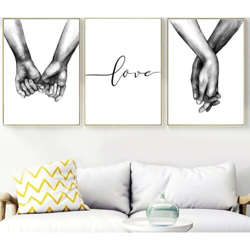 Wall Art Canvas Painting Black White Abstract Hand Love Quotes Nordic Posters And Prints Wall Pictures For Living Room Decor