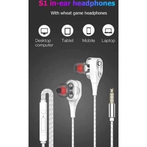 In-ear Headset Dual Drive Stereo Earphone Earbuds Bass 3.5mm Earphones With Mic Earphones For IPhone Huawei Xiaomi kulaklık