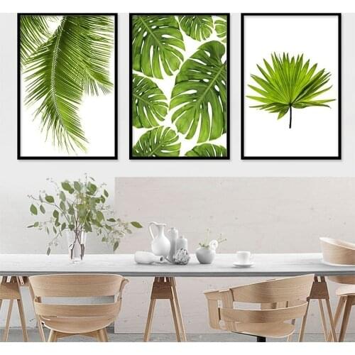 Nordic Style Ins Green Plant Leaf Canvas Painting Small Fresh Poster HD Print Wall Art Pictures for Living Room Home Decor