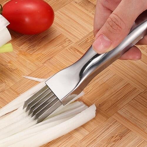 Fruit Vegetable Onion Cutter Shred Silk Knife Slicer Peeler Chopper Shred Stainless Steel Onion Shallots Cutter Kitchen Tool