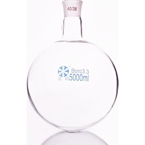 Single standard mouth round-bottomed flask,Capacity 5000ml and joint 40/38,Single neck round flask