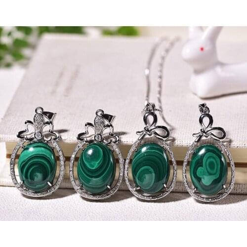 Oval shape natural malachite stone pendant natural stone pendant natural necklace pendant for woman for gift wholesale
