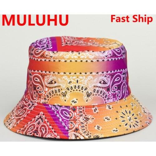 Sonnenhut Damen Gradient Printing Men Women Cotton Double-Sided Cap Summer Panama Fashion Fold Sun Fishing Fisherman Hats Bob