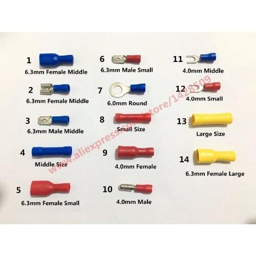 50 Pcs High Quality 6.3mm 4.0mm Female Male Auto Wire Copper Insulated Crimp Terminal Horn Terminals Car Boat Harness Pins