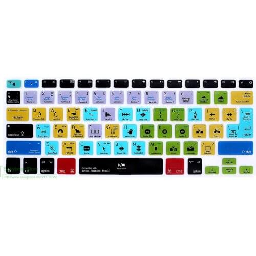 Adobe Premiere Pro CC Shortcuts Keyboard Cover Silicone Skin for MacBook Air 13.3 For old Macbook Pro 13 15 Euro EU US