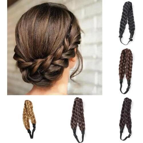 Synthetic Wig Twist Hair Bands Fashion Wedding Bride Braids Hair Accessories Women Lady Bohemian Plait Elastic Stretch Headband