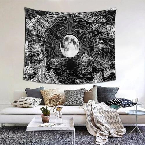 Sun And Moon Mandala Bedspread Pattern Cover Tapestry 95x73CMBlanket Bedroom Wall Hanging