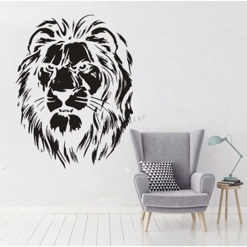 Ferocious Lion Head Wall Art Decal Sticker Home Decoration Wild Lion Animal Wall Vinyl Poster Adhesive Murals AZ1016