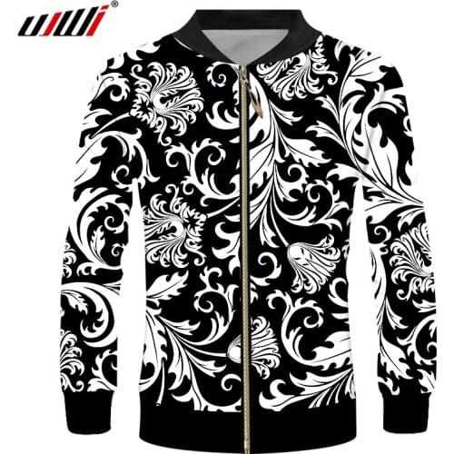 UJWI Vintage 3D Zip-Up Baseball Jackets Coats Men Women Print Baroque Varsity Uniform Jackets Outwear Custom Clothes S-6XL