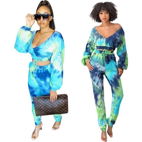 Front Back Deep V-neck Crop Top and Pants Two Piece Set Tracksuit for Women Joggers Long Sleeve Stretchy Outfits Jogging Suits