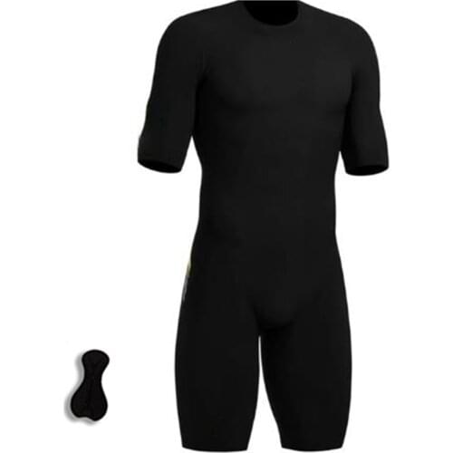 Cycling Short Sleeves Mountain Bike Triathlon Jumpsuit, Breathable Mens Gel Padded Bike Bib Triathlon Man Pro Bicycle Wear Suit