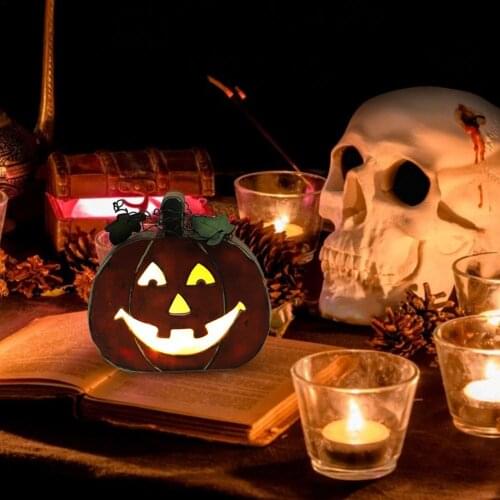 Halloween Vintage Pumpkin Lantern Light Lamp Party Hanging Decor LED Lantern Easter Party Supplies Hanging Hollow Night Light