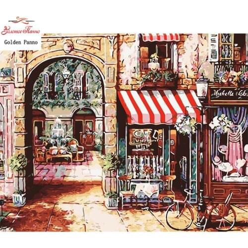 Gold Panno,Needlework,Embroidery,DIY DMC Painting Cross Stitch,14ct Street stalls Cross Stitch,Sets For Embroidery,Wall dec