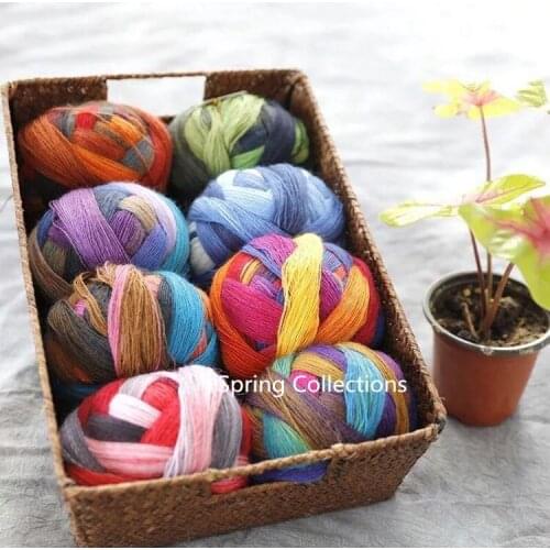 100g 800M/pcs Beautiful Segment Dyed 75% Merino Wool +25%Nylon Yarn for Knitting Hand knit yarn Thin Yarns for Shawl Sweater