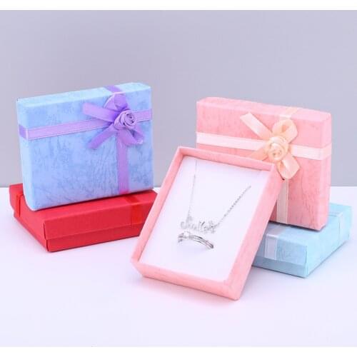 12pcs Cardboard Jewelry Set Gift Box 6.6 X 8 X 2.2 Cm Ring Necklace Bracelets Earring Packaging Paper Boxes with White Sponge