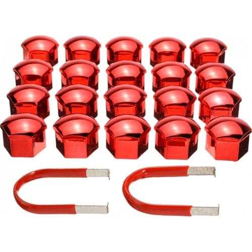 20pcs 17mm Wheel Nut Bolt Head Cover Cap Protective Bolt Caps Exterior Decoration Protecting Bolt Rims Red