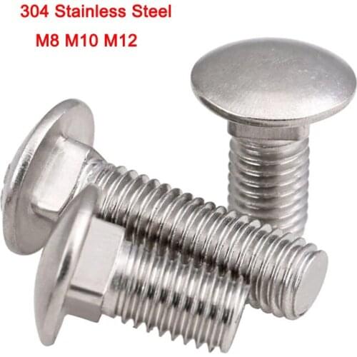 5Pcs 304 Stainless Steel DIN Standard Square Neck Round Pan Truss Head Screws Carriage Shelf Screws Bolt M8 M10 M12