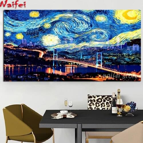 Starry Night Dutch Landscape Abstract DIY 5D full drill Diamond painting mosaic diamond embroidery diamond stitch home decor art